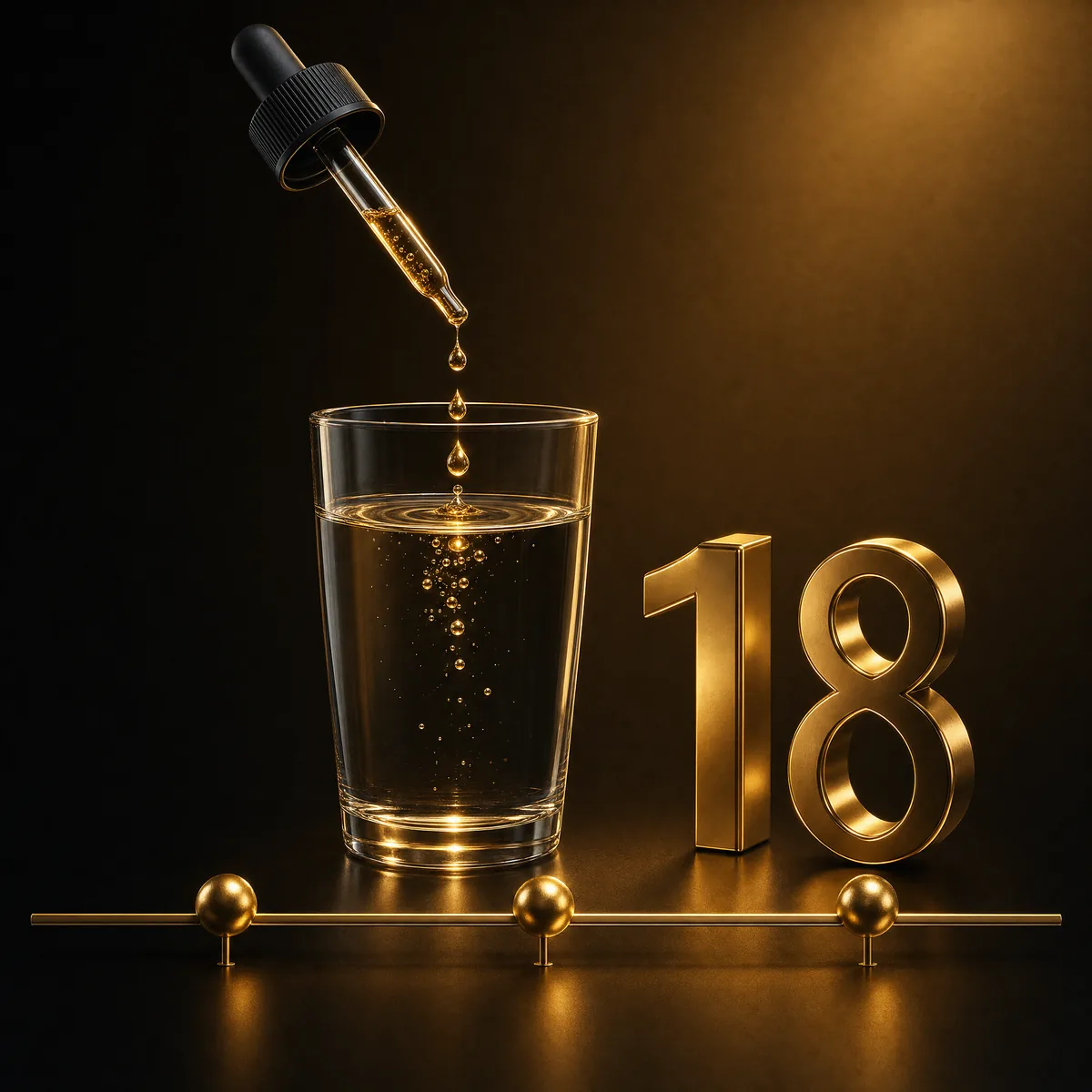 Esquema de dosis de Gota Africana: 18 gotas en un vaso de agua, tres veces al día